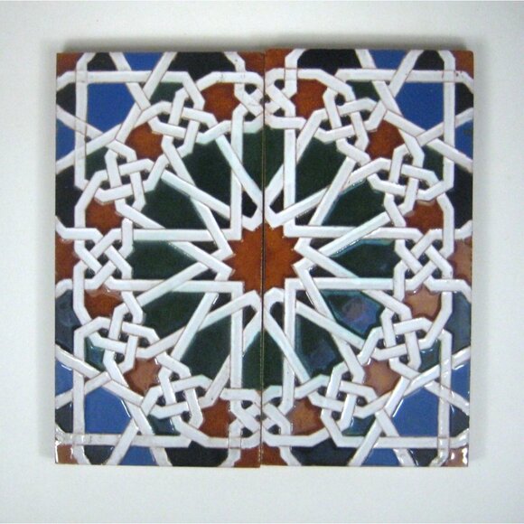 2 Spanish Ceramic Tiles Mensaque Rodriguez Y Cia Sevilla 11 X 11 in Decorative M